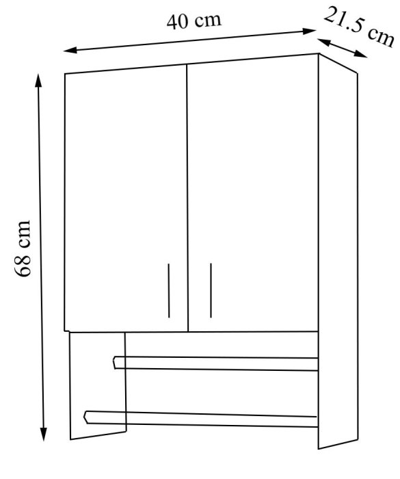 Dulap baie suspendat BELLA, 2 usi, alb, 40x21.5x68 cm [5]
