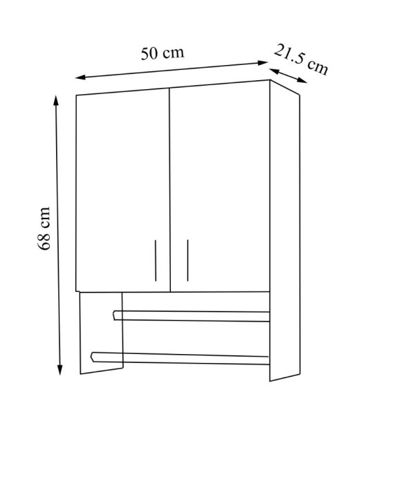 Dulap baie suspendat BELLA, 2 usi, alb, 50x21.5x68 cm [5]