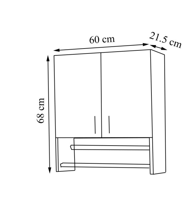 Dulap baie suspendat BELLA, 2 usi, alb, 60x21.5x68 cm [5]