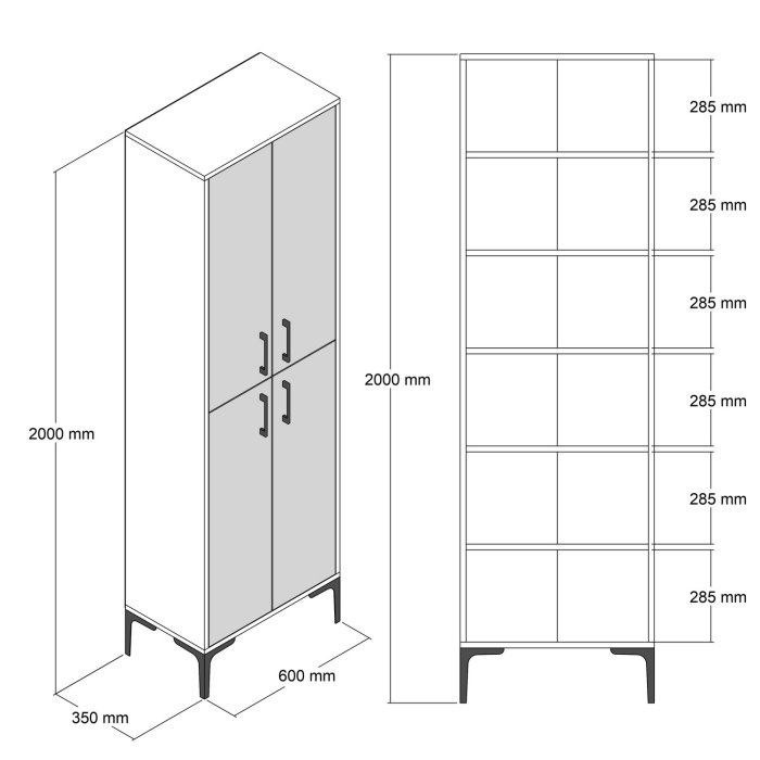 Dulap BERLIN A, 4 usi, 60x35x200 cm [6]