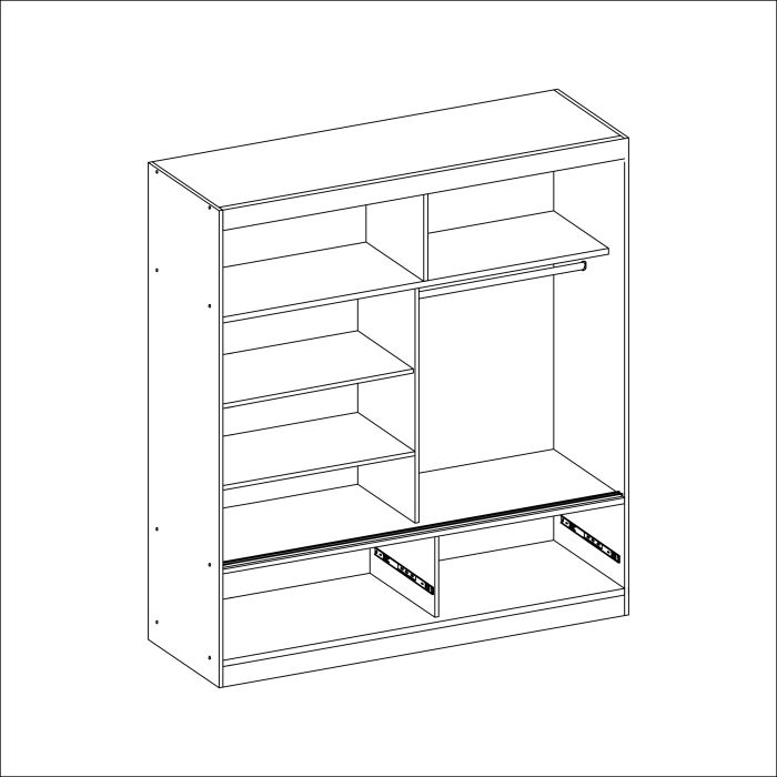 Dulap CANADA CA35-15, usi glisante, 2 sertare, 5 rafturi, bara de haine, oglinda, casmir + auriu, 150x60x215 cm [2]
