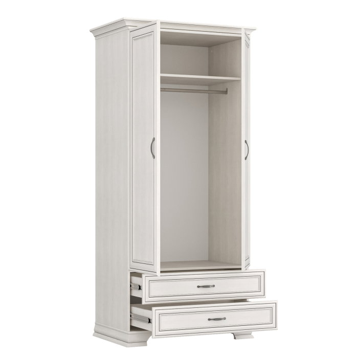 Dulap cu 2 usi si 2 sertare TIFFANY II, cu bara haine, crem fineline, 99x62,4x212,1 cm [2]