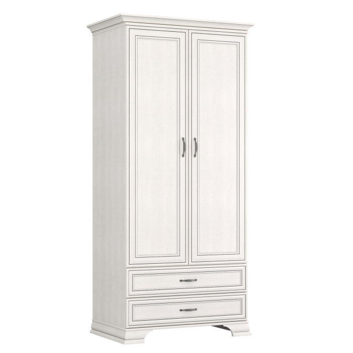 Dulap cu 2 usi si 2 sertare TIFFANY II, cu bara haine, crem fineline, 99x62,4x212,1 cm [1]