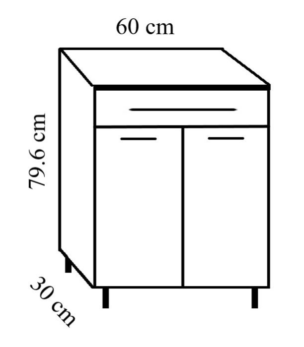 Dulap baie, 2 usi, 1 sertar, alb, 60x30x80 cm [5]