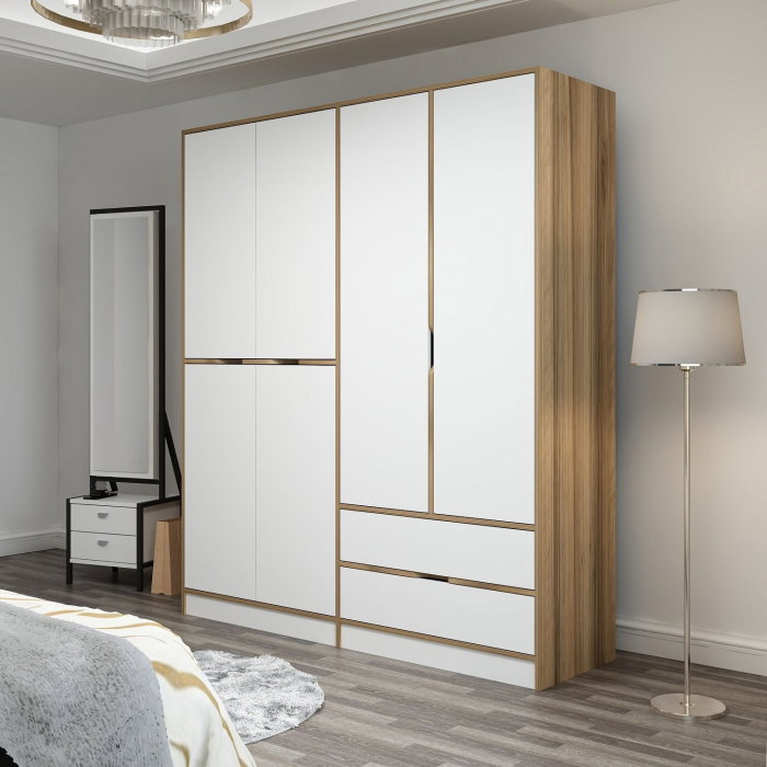 Dulap ELINA, 6 usi, 2 sertare, 185x52x208 cm [4]