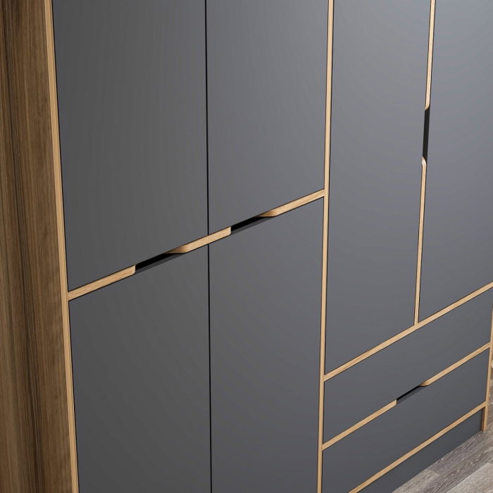 Dulap ELINA, 6 usi, 2 sertare, 185x52x208 cm [4]