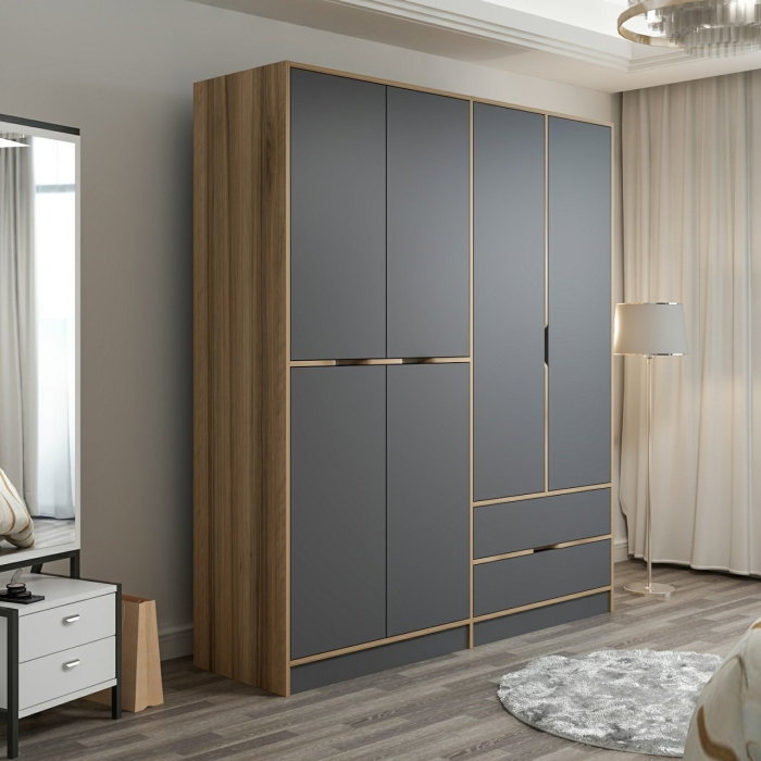 Dulap ELINA, 6 usi, 2 sertare, 185x52x208 cm [3]