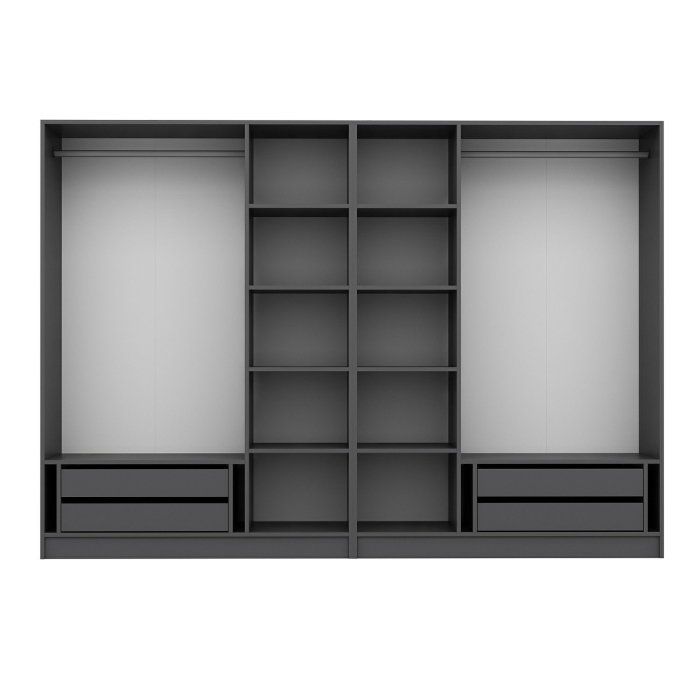 Dulap KALE PLUS, 6 usi, antracit + geam fumuriu, 270x52x210 cm [7]