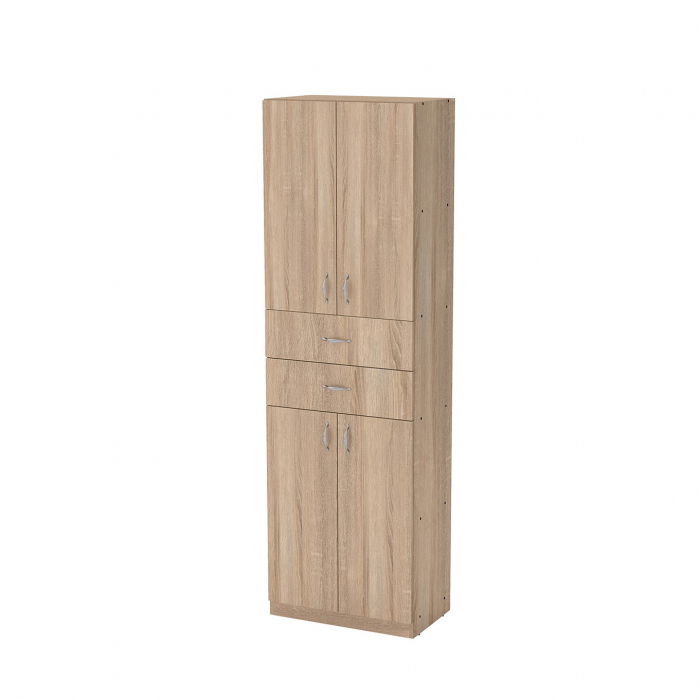 Dulap KSC-11, 4 usi, 4 rafturi, 2 sertare, sonoma, 60x37x196 cm