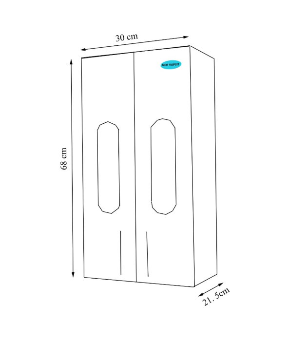 Dulap baie suspendat seria 177 LAGUNA, front MDF, 2 usi, alb, 30x21.5x68 cm [4]