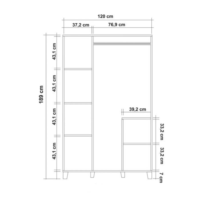 Dulap LEVA HEDERA LINE, 3 usi, 120x48x189 cm [4]
