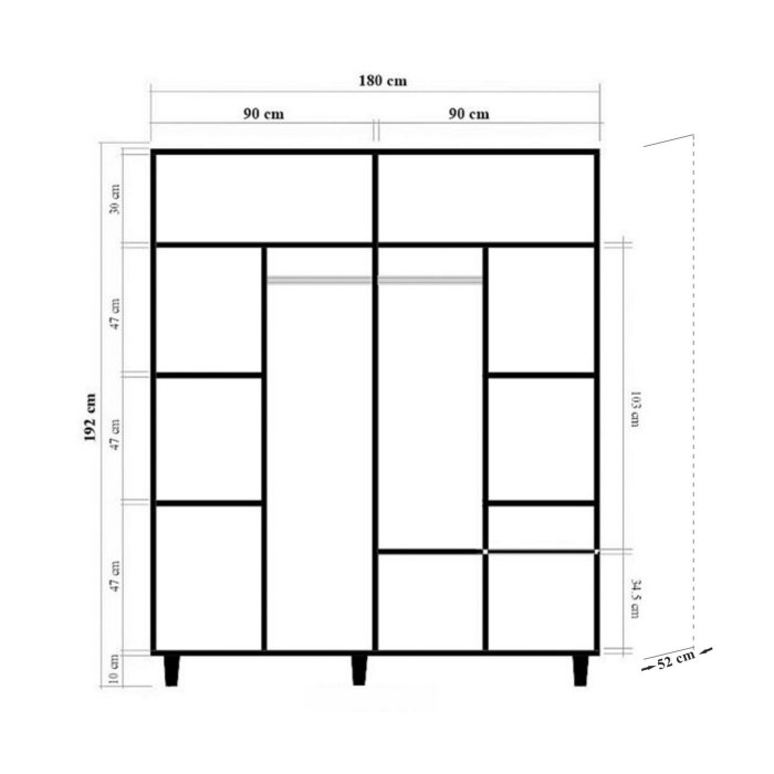 Dulap LONI 4, 4 usi, 180x52x192 cm [5]