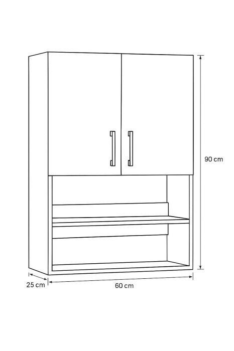 Dulap baie suspendat, 2 usi, alb, 60x25x90 cm [4]