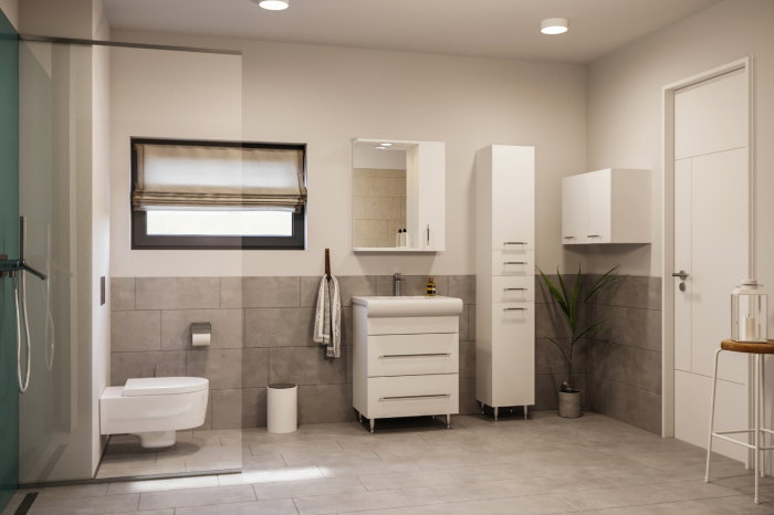 Dulap baie suspendat, front MDF, 2 usi, alb, 60x25x45 cm [4]