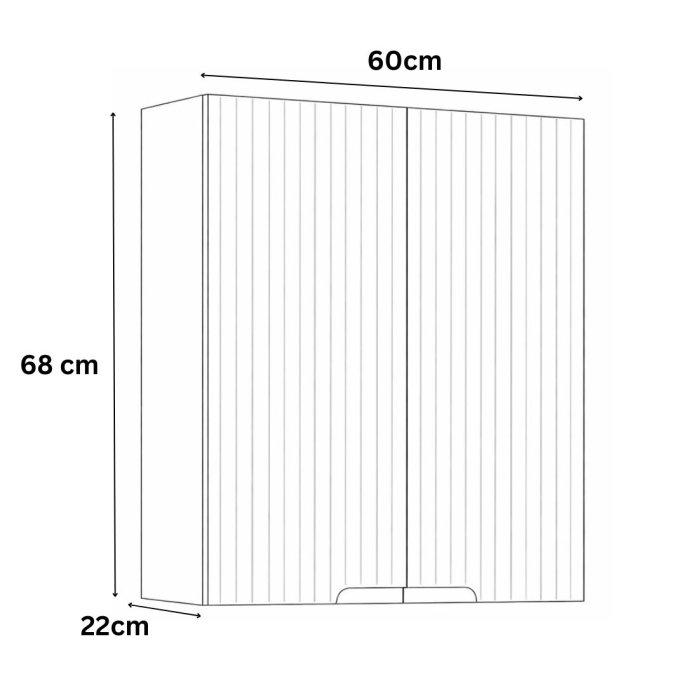 Dulap baie suspendat seria 033, front MDF, 2 usi, negru, 60x22x68 cm [3]