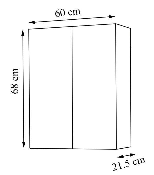 Dulap baie suspendat seria 172, front MDF, 2 usi, montat, alb, 60x21.5x68 cm [4]