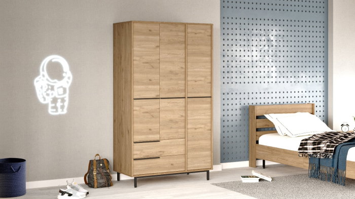 Dulap ON15-S, 3 usi, 2 sertare, 112,2x55x195,6 cm [2]