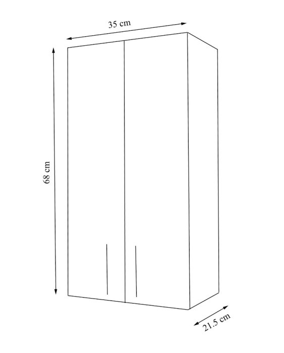 Dulap baie suspendat PROFI, 2 usi, montat, alb, 35x21.5x68 cm [4]