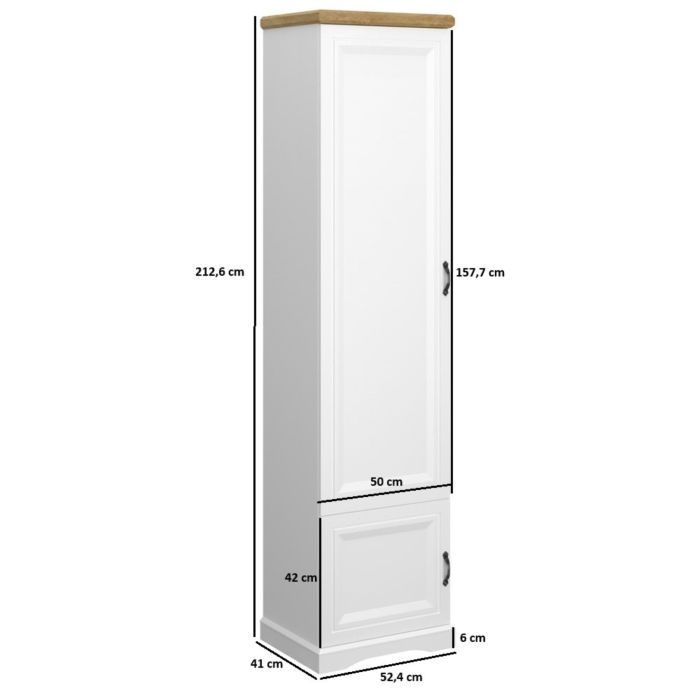 Dulap RIVA, 2 usi, 5 rafturi, alb + stejar harbor, 52,4x41x212,6 cm [2]