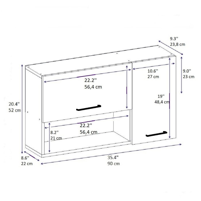 Dulap suspendat AKASYA, 90x24,8x52 cm [6]