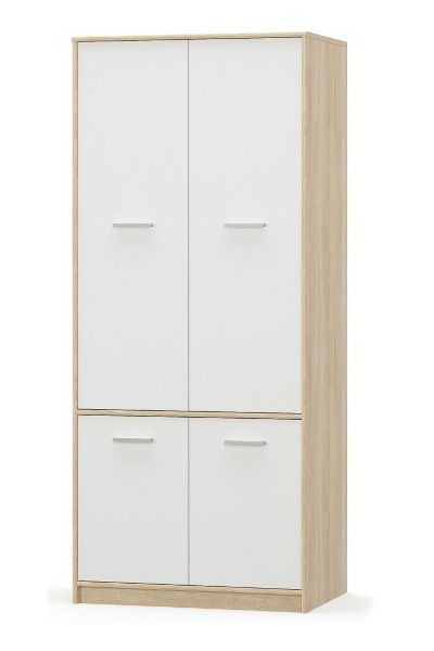 Dulap TIPS, 4 usi, stejar sonoma + alb, 83,4x55,3x195,5 cm