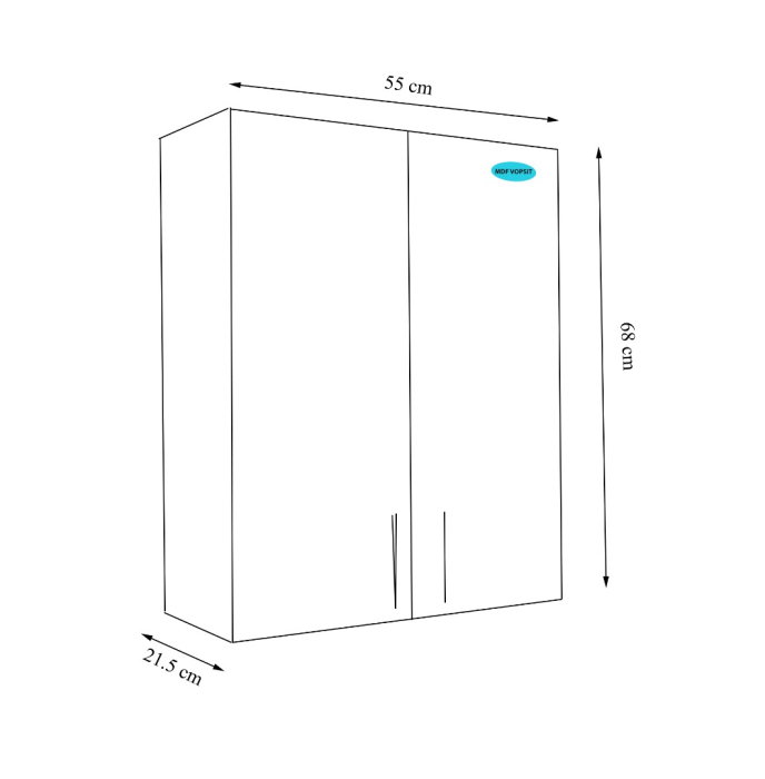 Dulap baie suspendat VERONA, front MDF, 2 usi, alb, 55x21.5x68 cm [5]