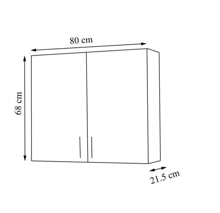 Dulap baie suspendat VERONA, front MDF, 2 usi, alb, 85x21.5x68 cm [4]