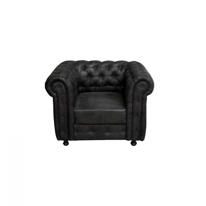 Fotoliu CHESTERFIELD cu arcuri, negru, 105x90x80 cm