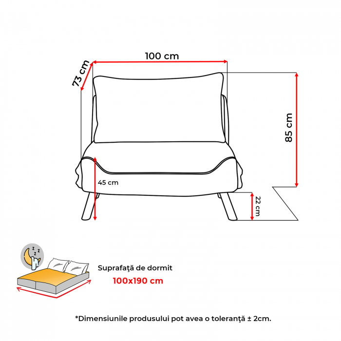 Fotoliu FOLDY MIDI extensibil, 100x73x85 cm - ExpoMob [4]