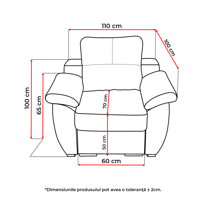 Fotoliu HAVANA cu arcuri, bej, 110x100x100 cm - ExpoMob [6]