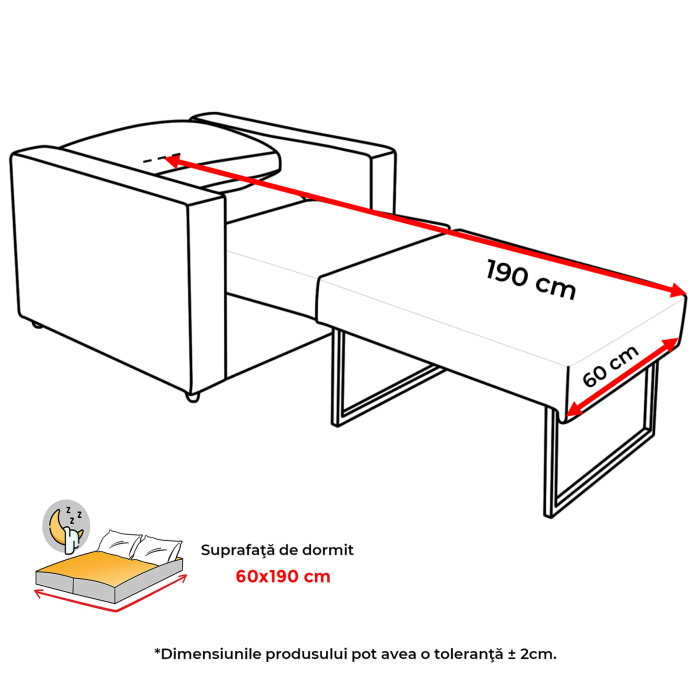 Fotoliu NERO extensibil, cu arcuri, 105x97x80 cm - ExpoMob [7]