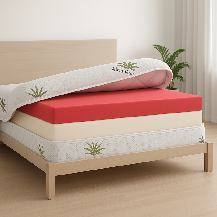 Husa saltea 100x200x20, Aloe Vera, matlasata, lavabila, detasabila, cu fermoar 4 laturi [2]