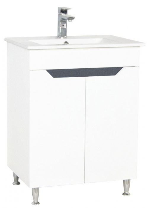 Set Baza front MDF si Lavoar seria 056, 60 cm, alb + antracit