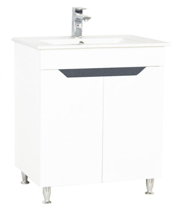 Set Baza MDF si Lavoar, seria 056, 70 cm, alb antracit