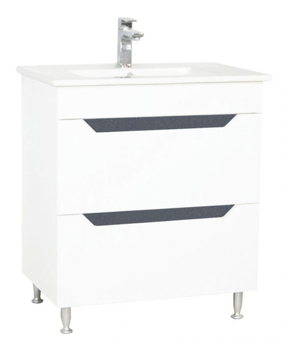 Set Baza front MDF si Lavoar, seria 056, 70 cm, alb antracit