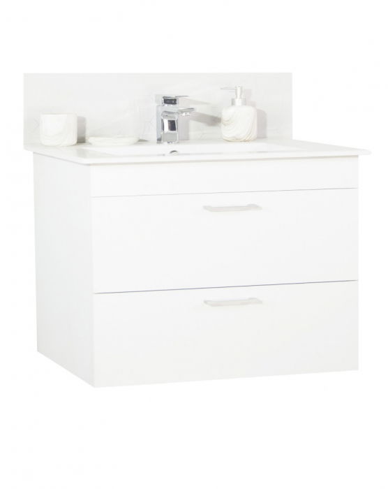 Set Baza si Lavoar seria 067, suspendata cu sertare, 80 cm, alb