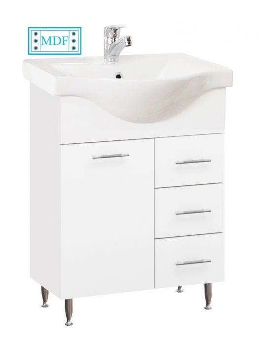 Set Baza front MDF si Lavoar seria 153, cu sertare, 55 cm, alb