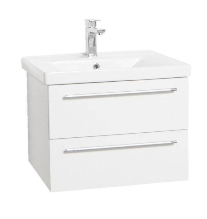Set Baza si Lavoar seria 757, suspendata cu sertare, 60 cm, alb