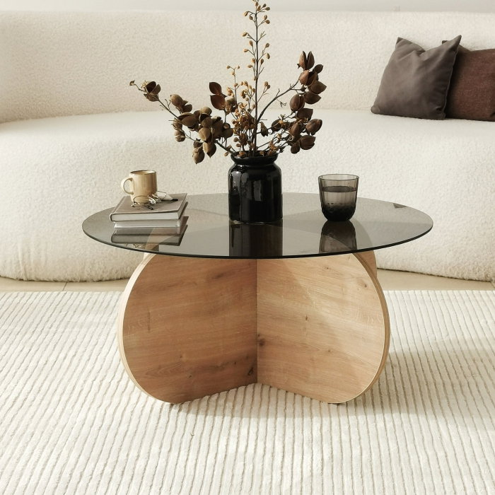 Masuta de cafea BUBBLE, stejar, 75x75x35 cm [2]