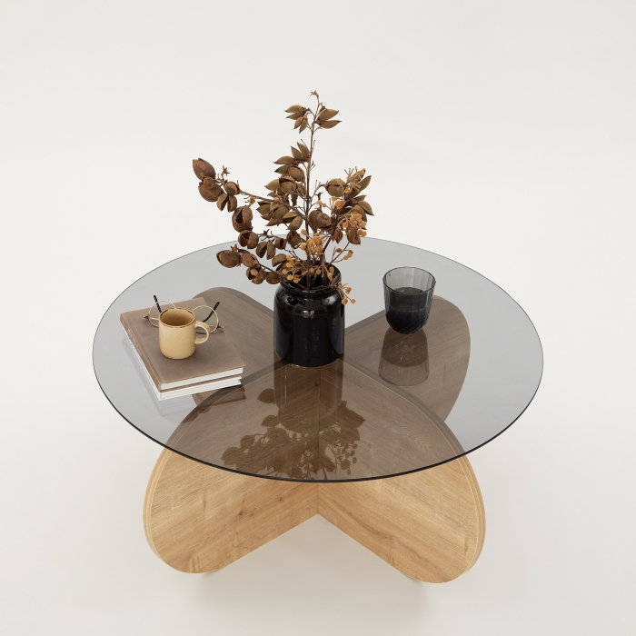 Masuta de cafea BUBBLE, stejar, 75x75x35 cm [8]