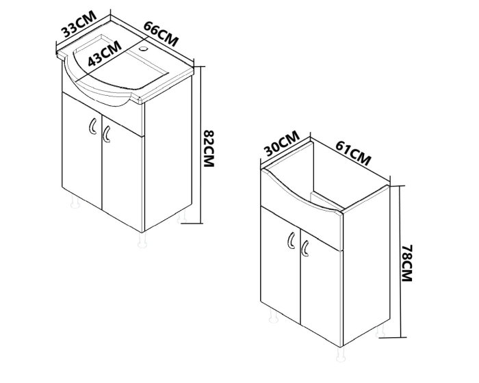 Set Baza si Lavoar seria 001, eco, montat, 66 cm, alb [5]