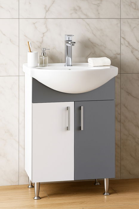 Set Baza si Lavoar seria 005, 50 cm, alb + antracit