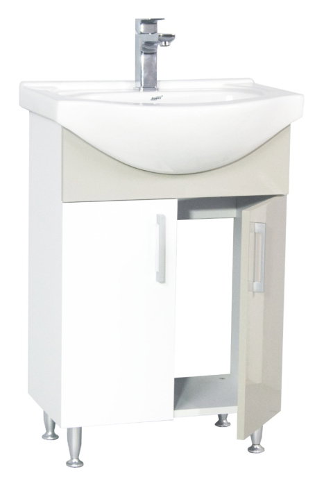 Set Baza si Lavoar seria 005, eco, montat, 50 cm, alb + taupe [3]