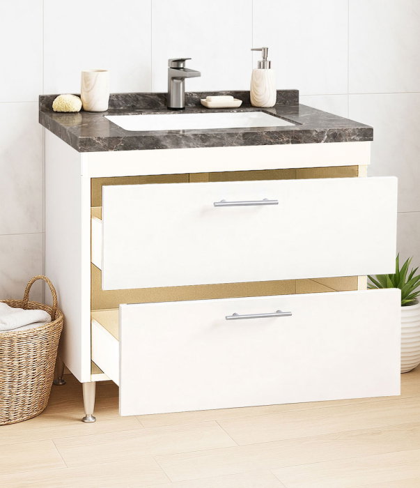 Set Baza si Lavoar seria 867, cu sertare, 80 cm, alb + antracit [2]