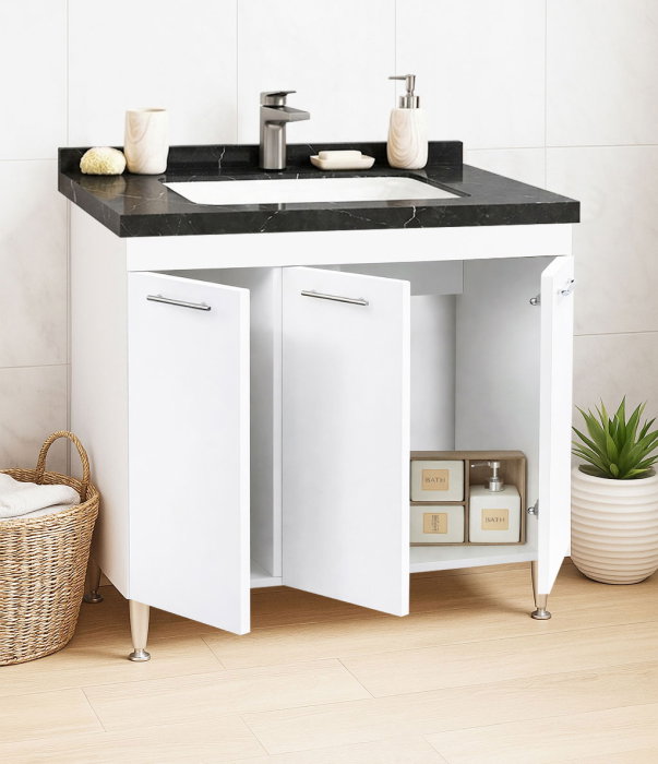 Set Baza si Lavoar seria 867, 80 cm, alb + negru [2]