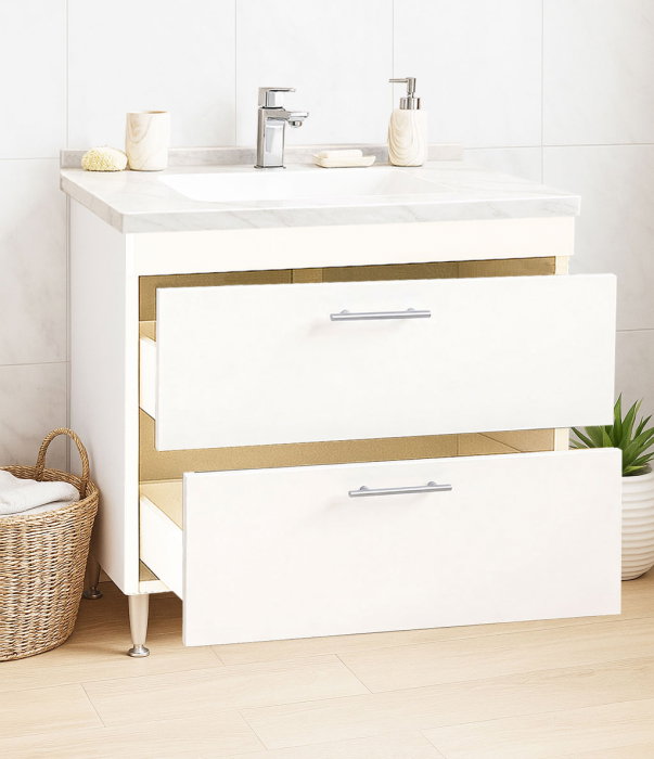 Set Baza si Lavoar seria 867, cu sertare, 80 cm, alb [2]