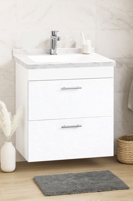 Set Baza si Lavoar seria 867, suspendata, cu sertare, 60 cm, alb [1]