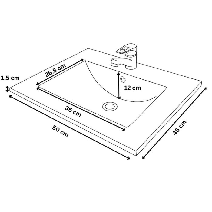 Set Baza si Lavoar seria 067, cu sertare, cadru metalic, 50 cm, alb [8]