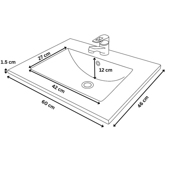 Set Baza si Lavoar seria 067, cu sertare, cadru metalic, 60 cm, alb [8]