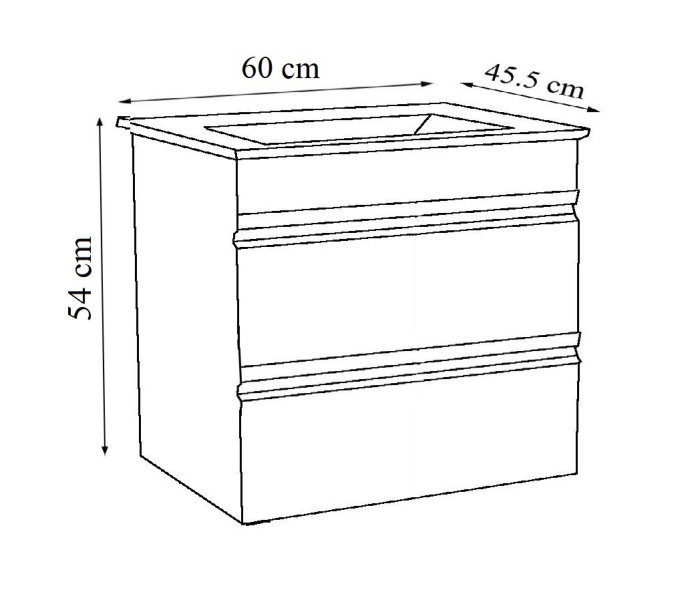Set Baza front MDF si Lavoar seria 786, suspendata, cu sertare, 60 cm, alb [7]